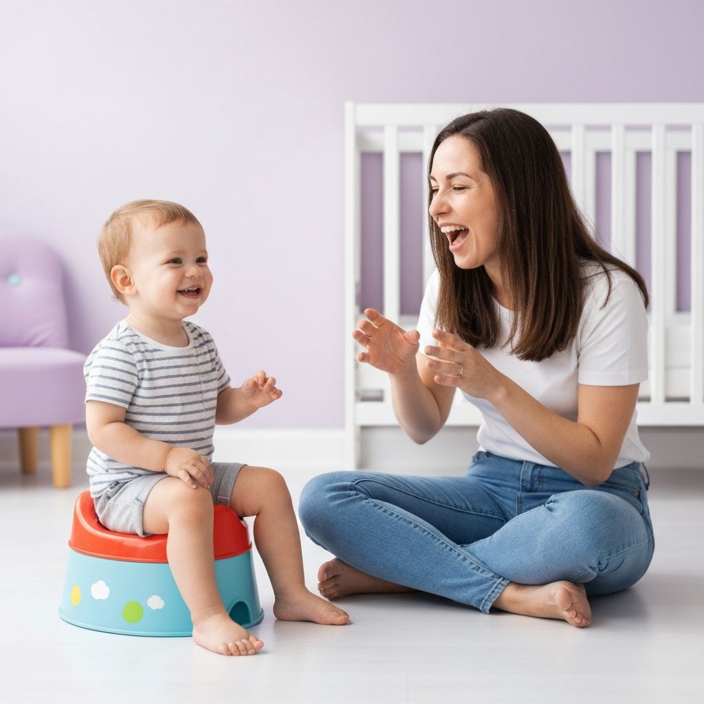 Mãe e bebê durante o desfralde